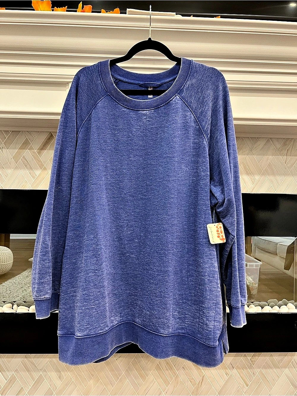 Free People Movement Ultra Indigo Oversized French Terry Sweatshirt Tunic Large